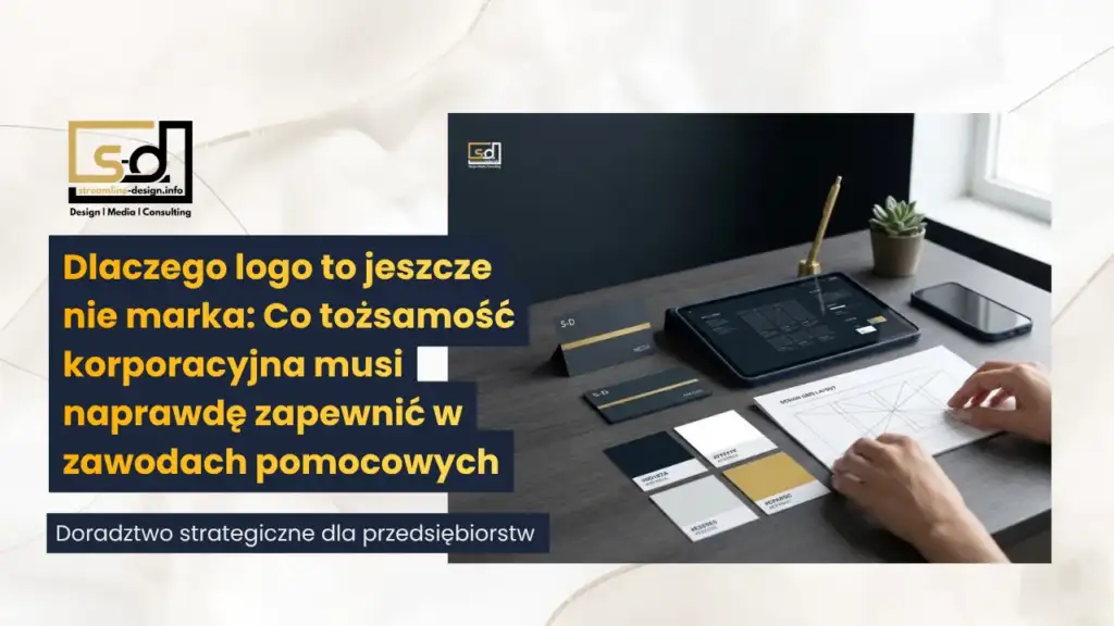 Grafika dotycząca brandingu: Dlaczego logo to jeszcze nie marka – Co tożsamość korporacyjna musi naprawdę zapewnić w zawodach pomocowych (streamline-design.info)